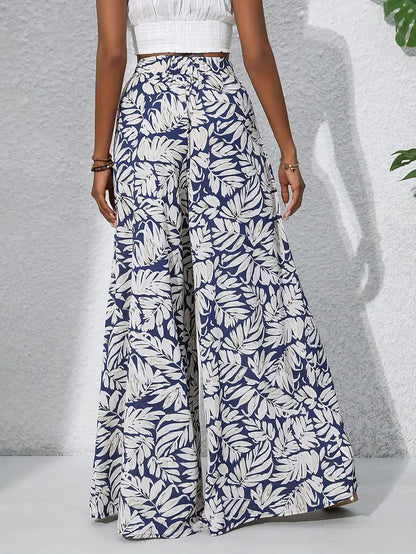 Jacinta | Boho Pflanzenprint Weite Hosen
