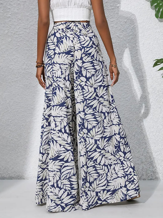 Jacinta | Boho Pflanzenprint Weite Hosen