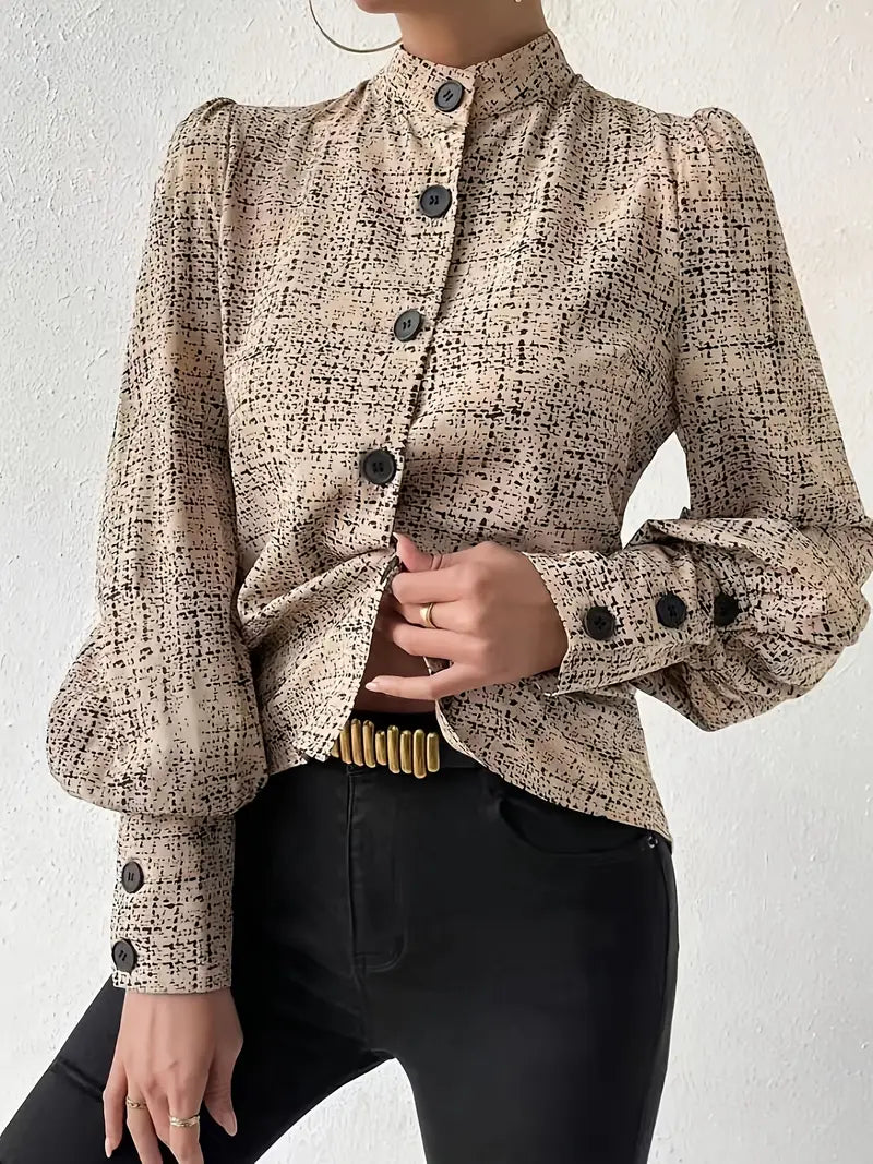 Irish | Bluse mit abstraktem Print und Rüschenbesatz