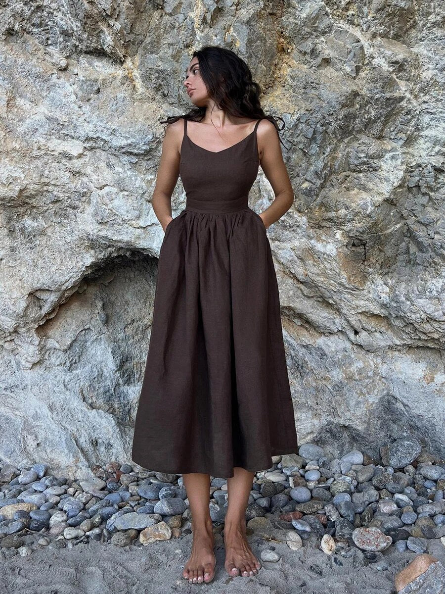 Madleine | Langes Leinen Sommerkleid für Damen