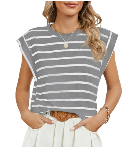 Mechthild - Frauen Sommer Casual kurze Ärmel Rundhalsausschnitt T-Shirts
