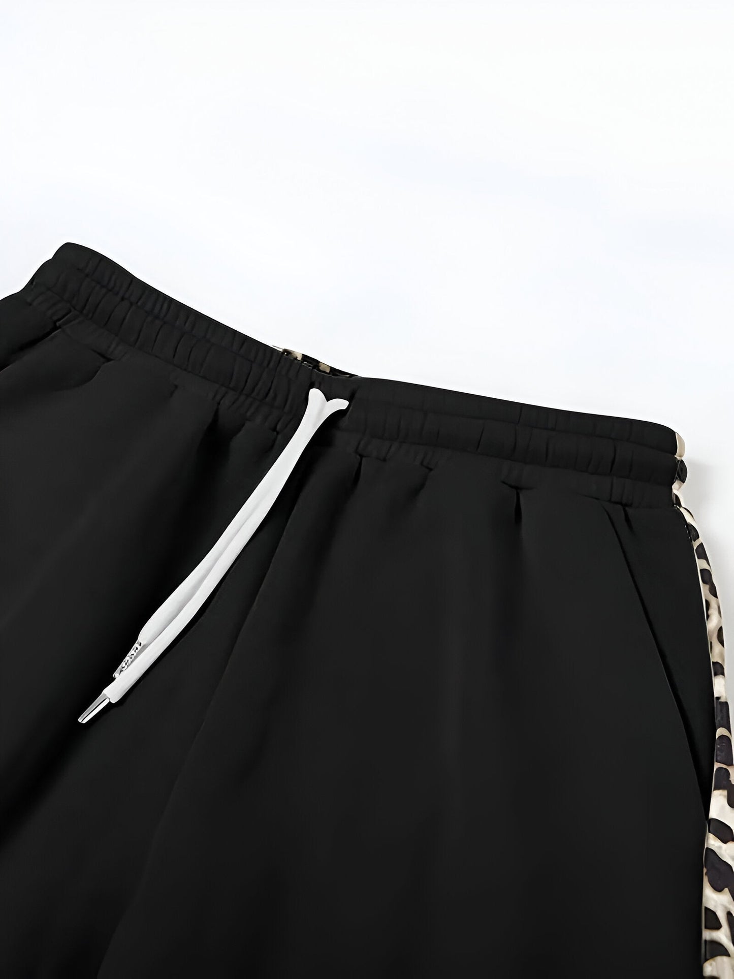 Amelina | Fleecegefütterte Leopard-Print Color-Block Freizeithose