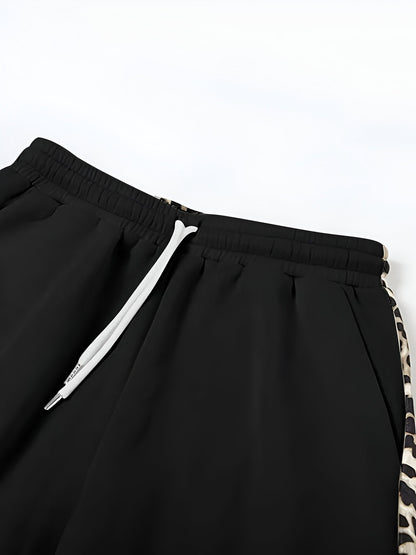 Amelina | Fleecegefütterte Leopard-Print Color-Block Freizeithose
