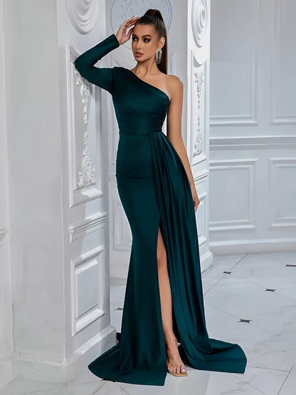Esmeralda | Elegantes Drapiertes Seidenabendkleid