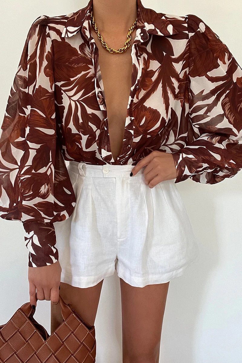 Josette - Bluse mit geblümtem Umlegekragen