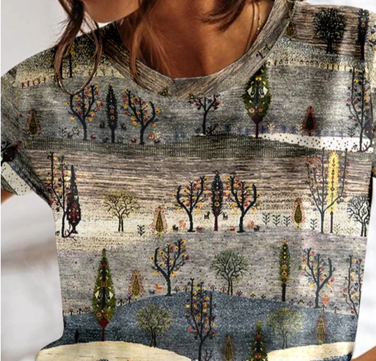 Zelda - Sommer kariertes T-Shirt für Frauen O-Ausschnitt