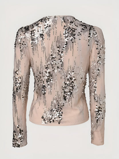 Nicolette | Glitzernde Pailletten-Blazer mit Reißverschluss
