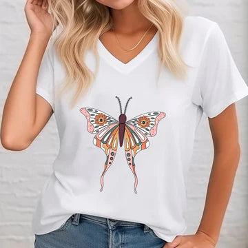 Uta - Bedrucktes Shirt mit V-Ausschnitt