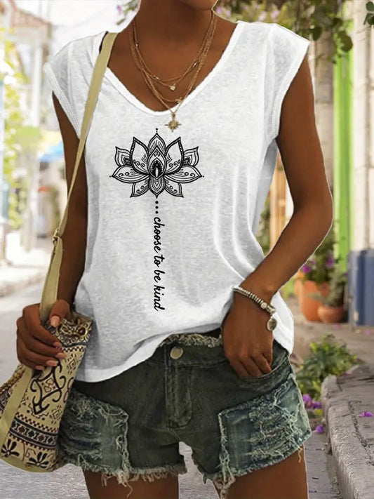 Naila - Lotusdruck V-Ausschnitt Tank-Top
