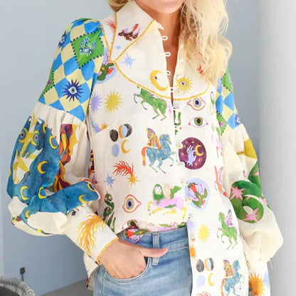 Lilly - Bedrucktes Farbenfrohes Top