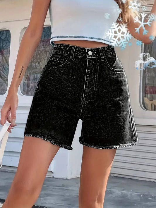 Sibylle - Einfarbige, lässige, locker sitzende Denim-Shorts für Frauen