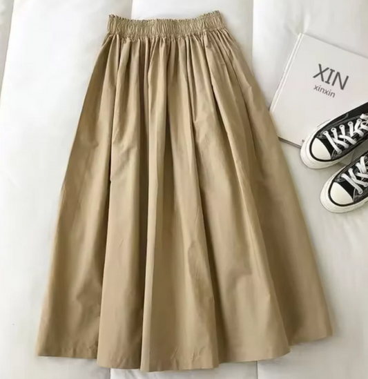 Perse - Weiter Rock mit hoher Taille
