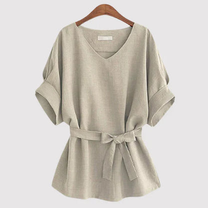 Carina - Kurzärmelige Lockere Bluse