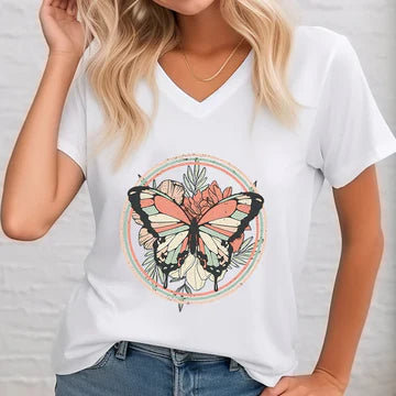 Ulla - Bedrucktes Shirt mit V-Ausschnitt
