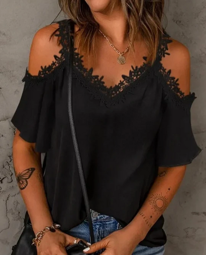 Elaine - Kurzarm-Shirt Mit Spitze Für Frauen