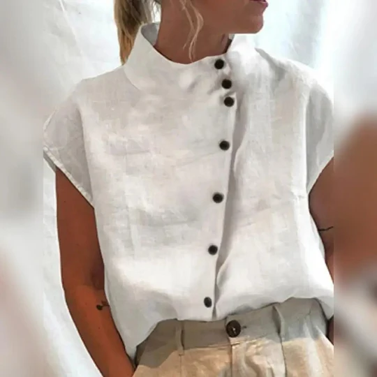 Evelyn - Bluse Mit Diagonalen Knöpfen