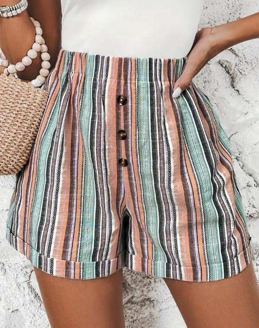 Tabea - Bunt gestreifte Taschenshorts