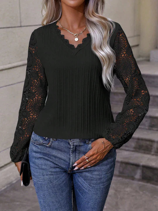 Zuri Mae - Laternenärmel-Top aus Spitze