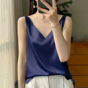 Zeynep - Ärmelloses Satin-Seiden-Top