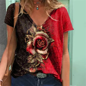 Ulrikehildlind - Damen-Shirt mit V-Ausschnitt