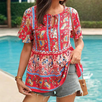 Tamara - Boho-Blumenbluse