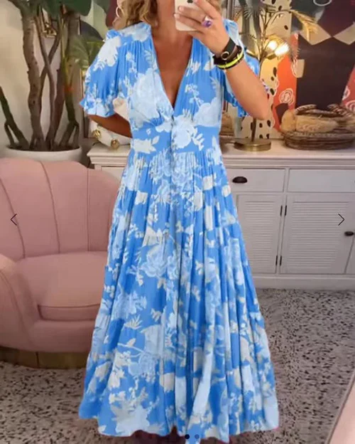 Anna - Elegante Lange Jurk Met V-Hals