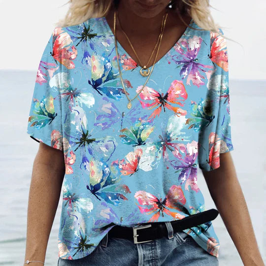 Naomi - Hemd Mit Schmetterlings-Blumenprint