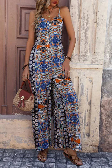 Lisbeth - Ethic Print V-Ausschnitt Cami Jumpsuit