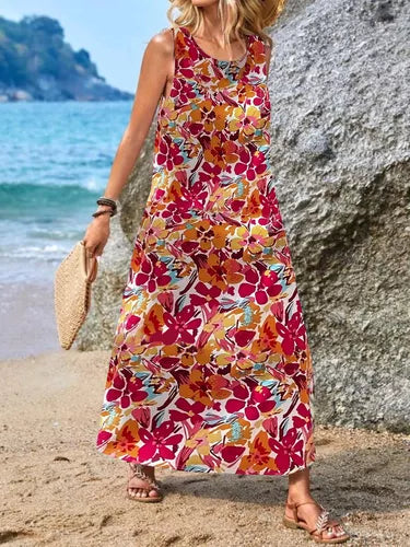 Xenia - Bohemian Print Ärmelloses Freizeitkleid