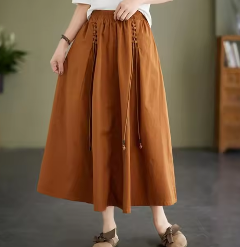 Cadenza - Baumwolle Frauen Casual Long Rock