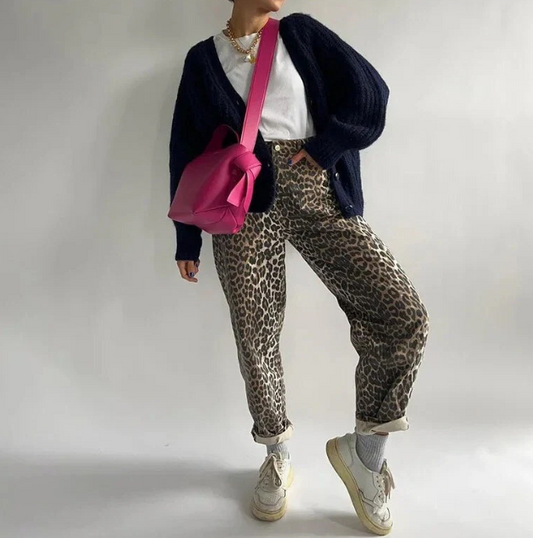 Oya - Vintage-Jeans mit Leopardenmuster