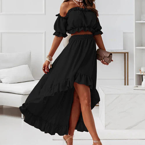 Birgitta - Elegantes Rüschenkleid-Set