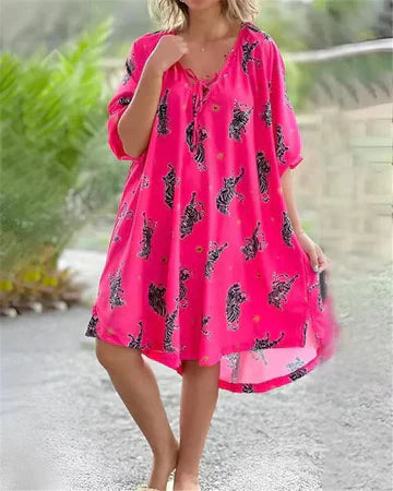 Divana - Bedrucktes Freizeitkleid mit V-Ausschnitt