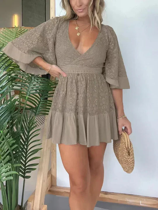 Isolde - Damen-Spielkleid Aus Spitze Und Häkelspitze