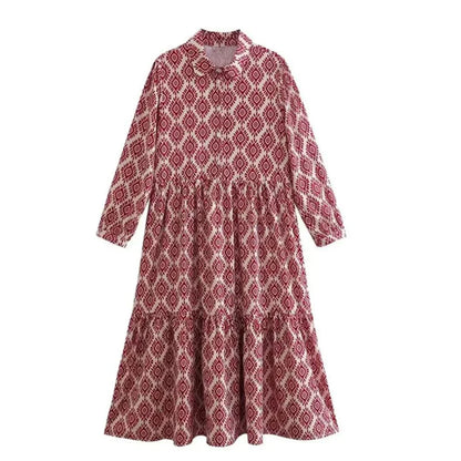 Iris | Langärmliges Kleid mit geometrischem Muster