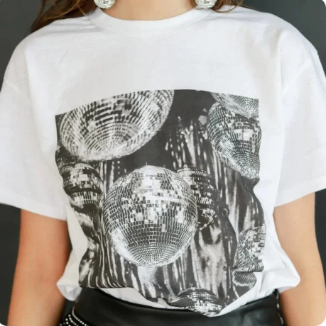 Beate - Vintage Ästhetik Disco Ball T-Shirts Frauen