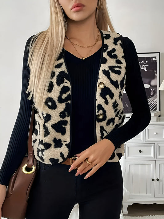 Gala | Eleganter Cardigan mit Leopardenmuster und V-Ausschnitt