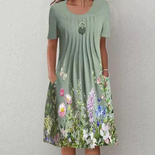 Erich - Plissiertes Minikleid mit Blumenmuster