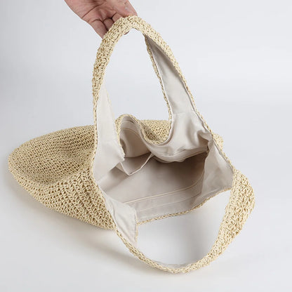 Marlene | Elegante Stroh Strandtasche