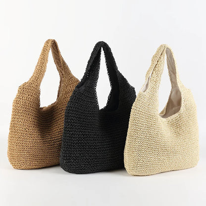 Marlene | Elegante Stroh Strandtasche