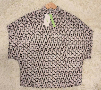 SpringStil - Retro Print Mock Neck Top