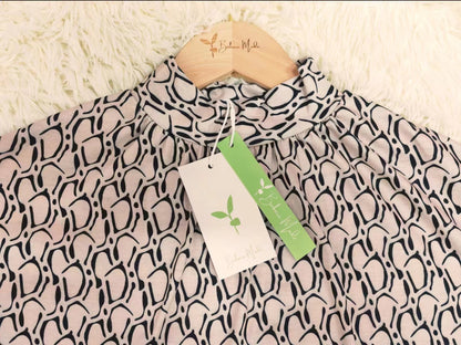 SpringStil - Retro Print Mock Neck Top