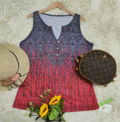 FallStil - Ombre Tank-Top mit Regenmuster in Blau und Rot
