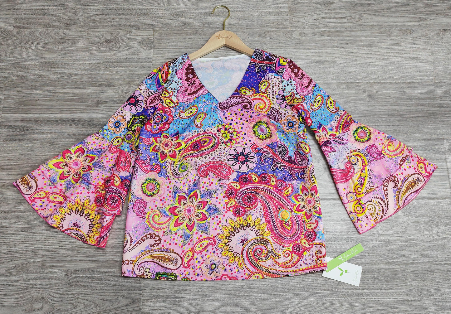 PureWear - Lila 3/4-Ärmel Print Top
