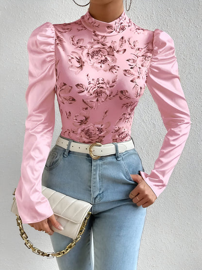 Florinda | Bluse mit Floral Print und Stehkragen