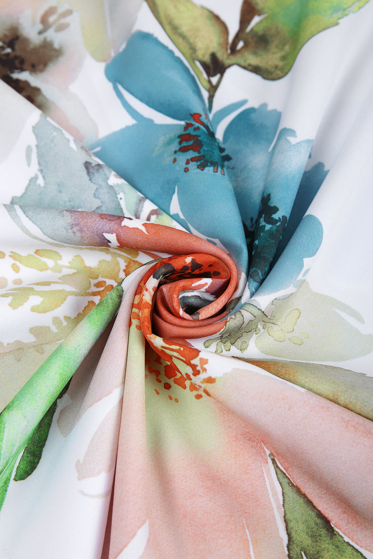 FallStil - Aquarellblume Knopfleiste Tunika-Bluse