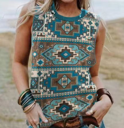 Talina - Geometrie 3d Druck Western Ethnic Style Tanktops