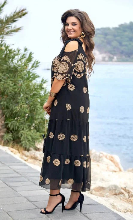 Iduna - Elegantes bedrucktes Kleid
