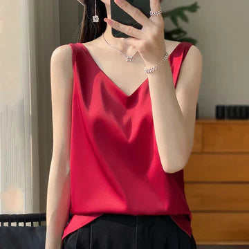 Zeynep - Ärmelloses Satin-Seiden-Top
