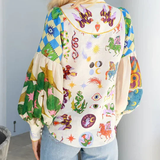 Lilly - Bedrucktes Farbenfrohes Top